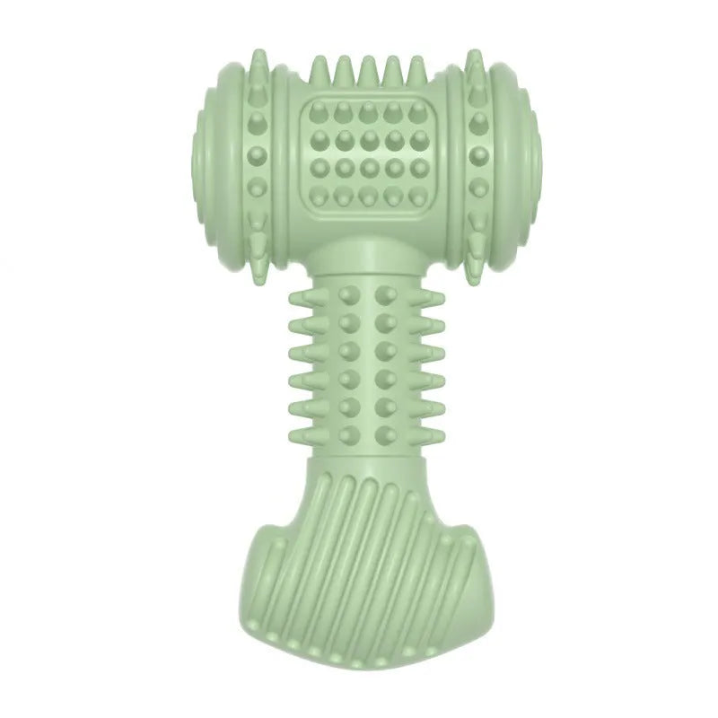 Blue TPR rubber bone-shaped dog chew toy with a textured surface for teeth cleaning.