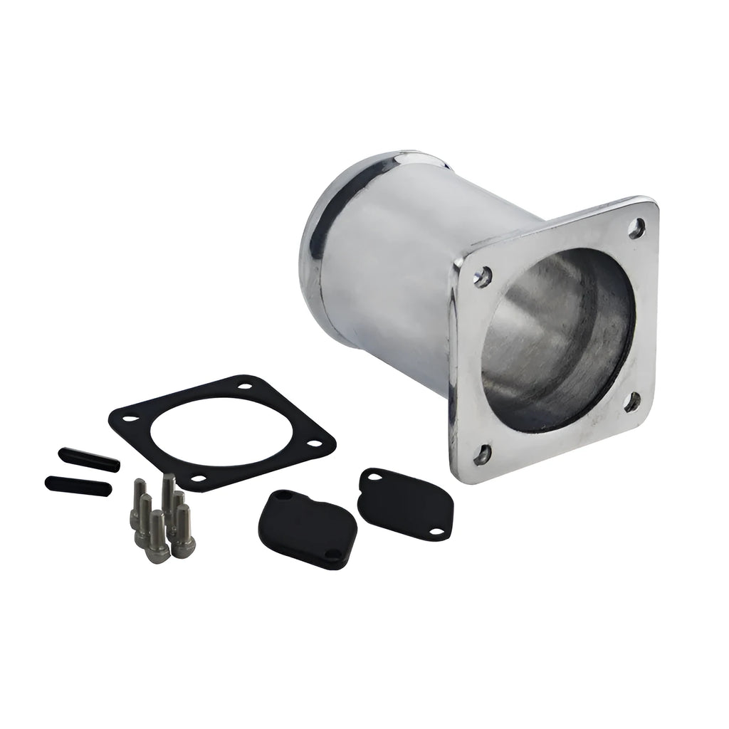 Land Rover TD5 EGR delete kit with aluminium removal pipe, 4mm blanking plate, gaskets, and bolts