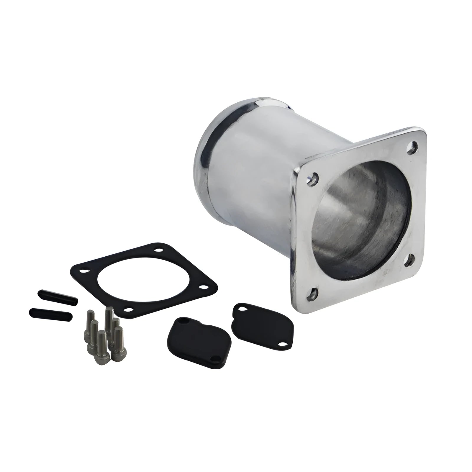 Land Rover TD5 EGR delete kit with aluminium removal pipe, 4mm blanking plate, gaskets, and bolts