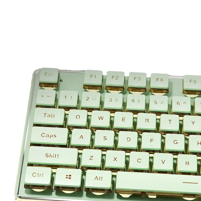 Prewalker V3 wired keyboard and mouse suit in retro green colour on desktop