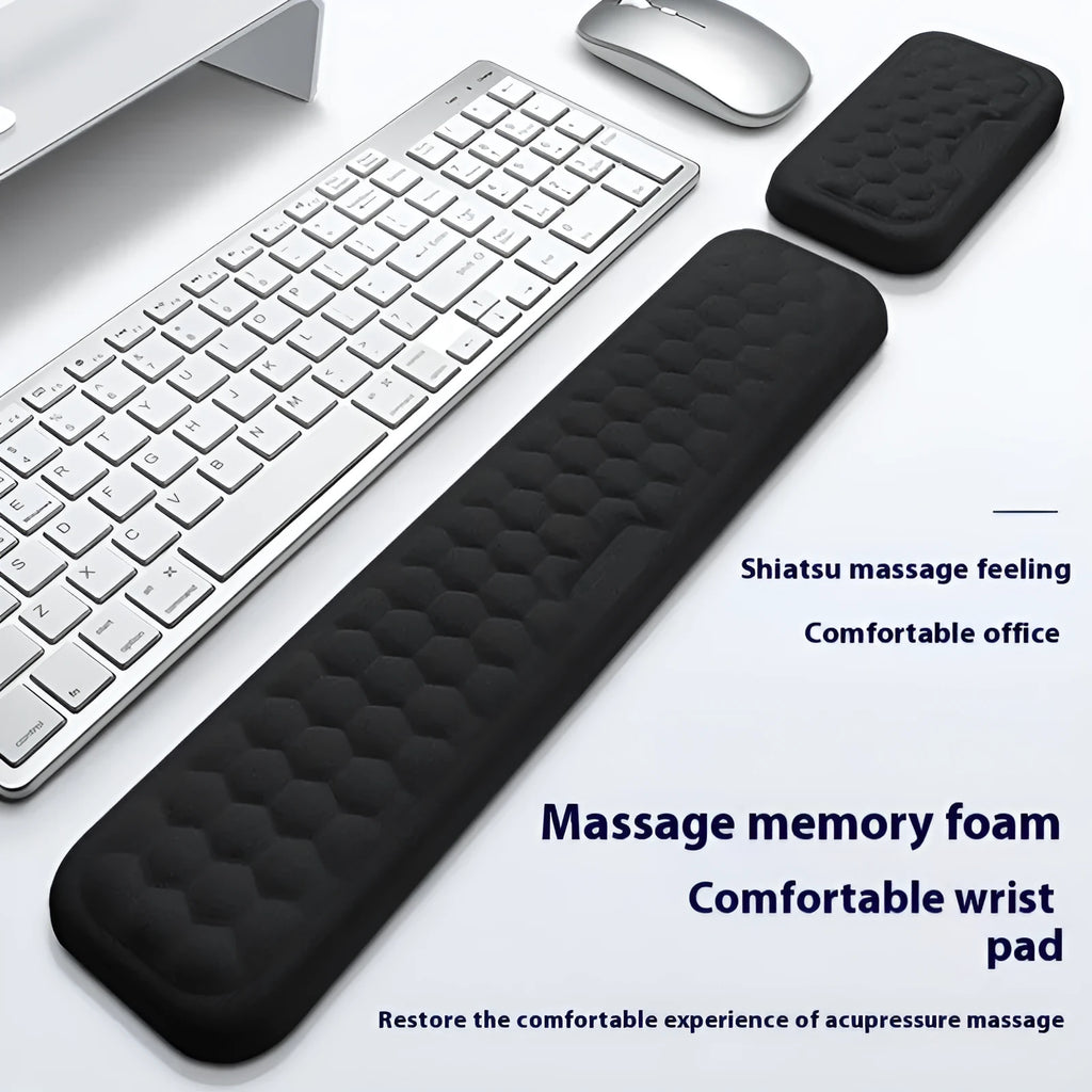 Memory foam computer wrist rest with silicone base in grey cloth cover style