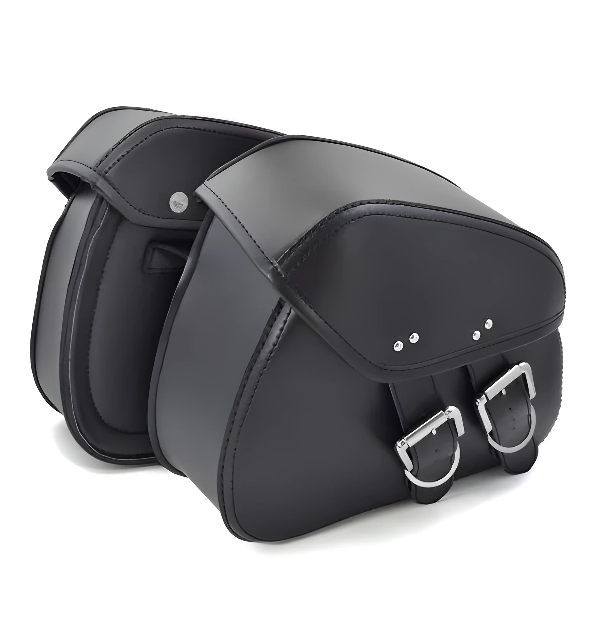 Black PU leather motorcycle saddlebags set of two left and right side storage 28x18x12cm for cruisers and Harley