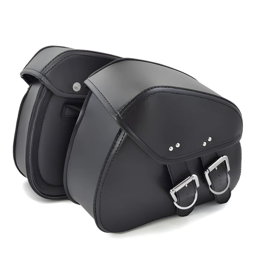 Black PU leather motorcycle saddlebags set of two left and right side storage 28x18x12cm for cruisers and Harley