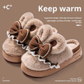 Indoor non-slip warm couples cotton slippers with suede upper in brown, khaki, black and white