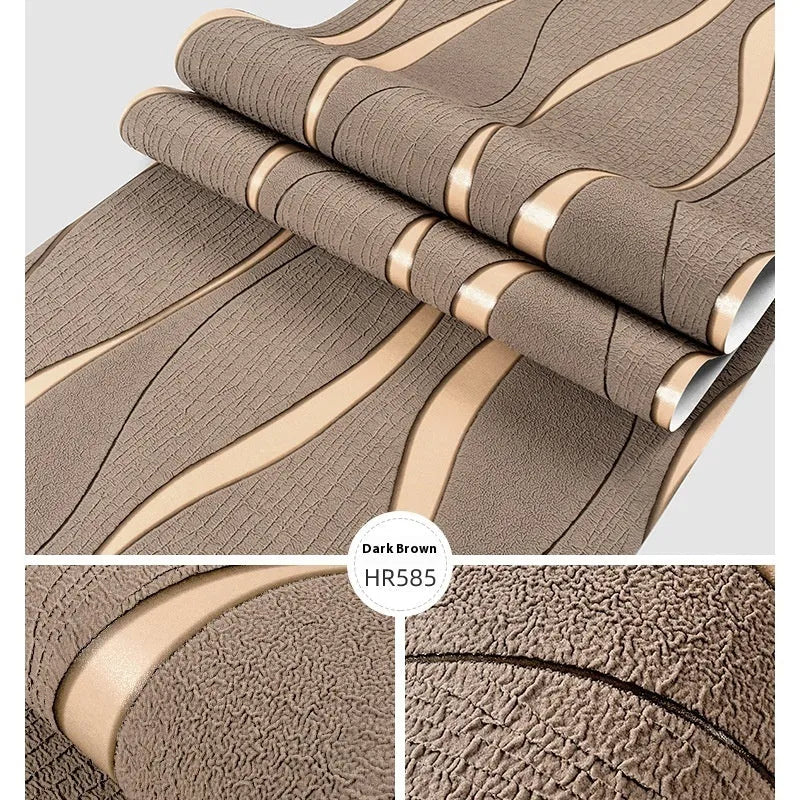 Curve stripe 3D decorative wallpaper roll with velvet finish for video walls