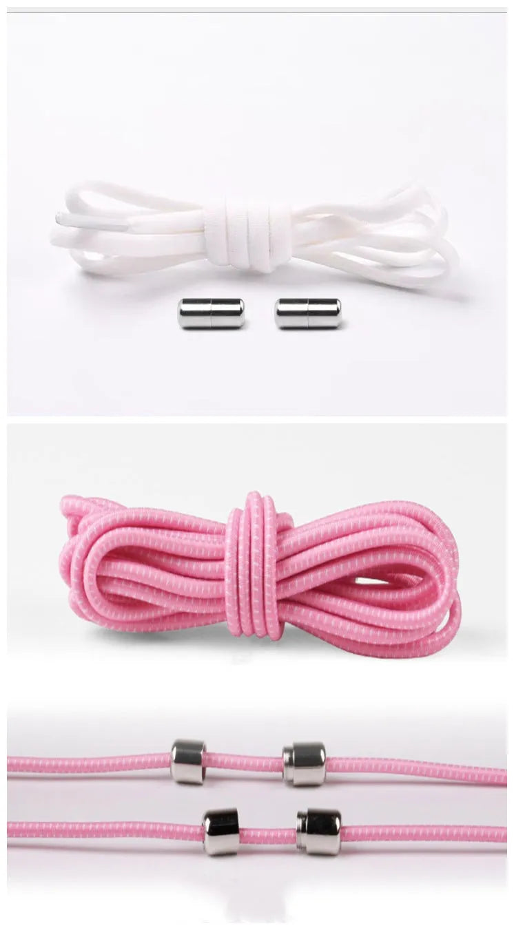 Lazy Laces no-tie elastic shoelaces with metal buckle, 105cm length, multiple colours