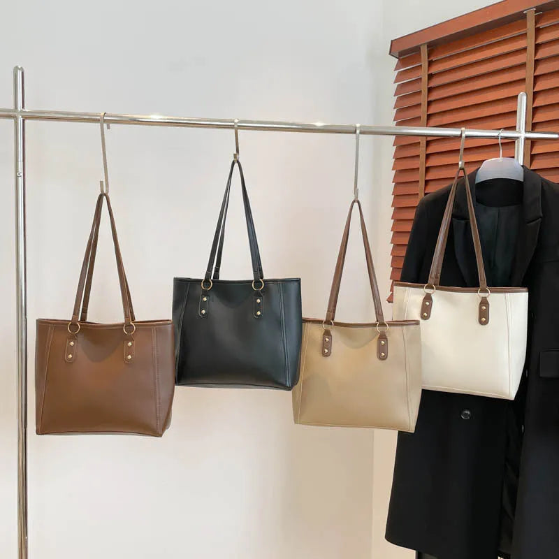 Korean style square shoulder bag in PU leather with crossbody strap and sandwich pockets