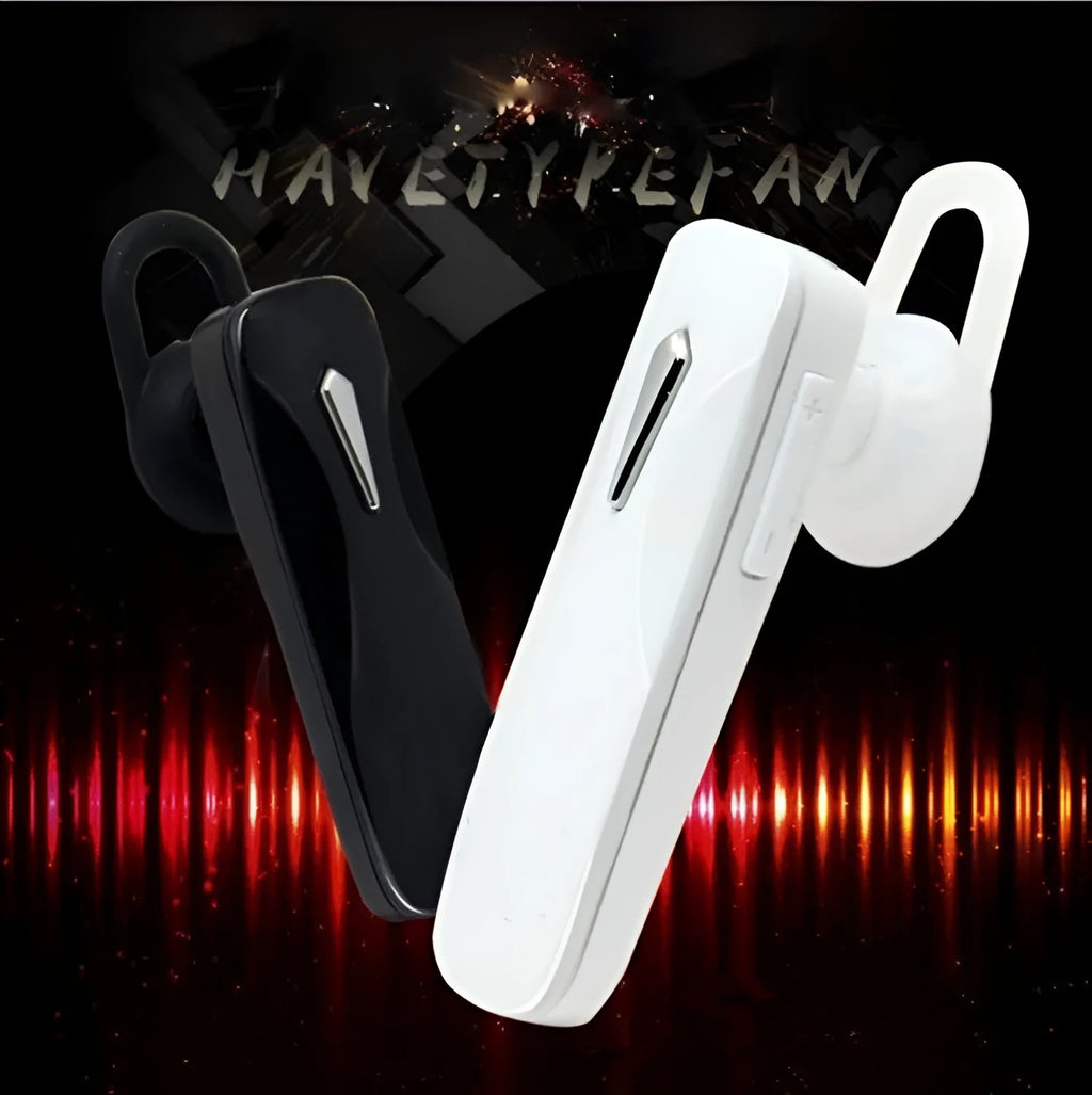 M163 Bluetooth car headset showing control buttons for calls, volume, and selfie remote