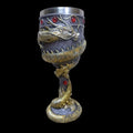 Gold and red Chinese dragon design wine glass with stainless steel stem and 200ml capacity