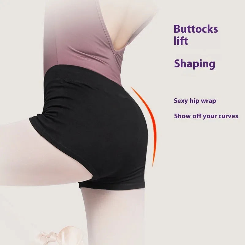 Women's black cotton ballet practice shorts for dance and fitness