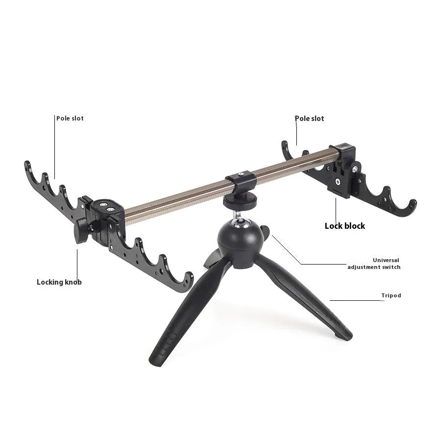 Silver aluminium triangle rod holder bracket for ice fishing equipment