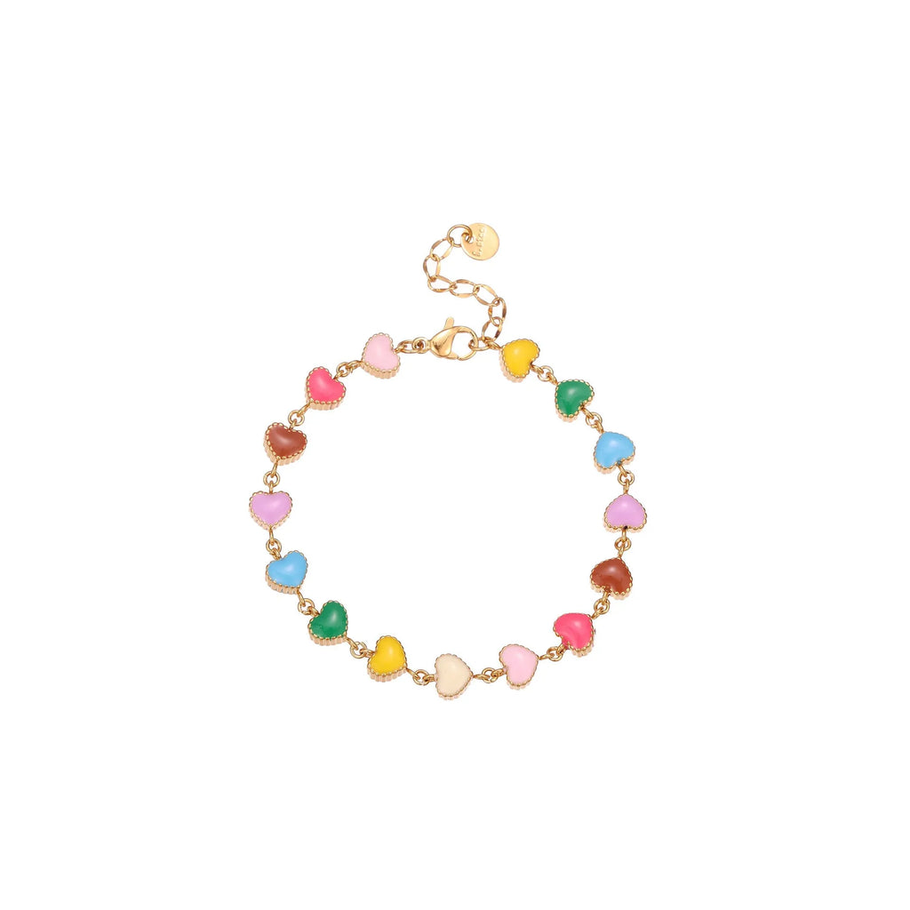 Gold or steel coloured women's bracelet with heart-shaped titanium steel pendant on stainless steel band