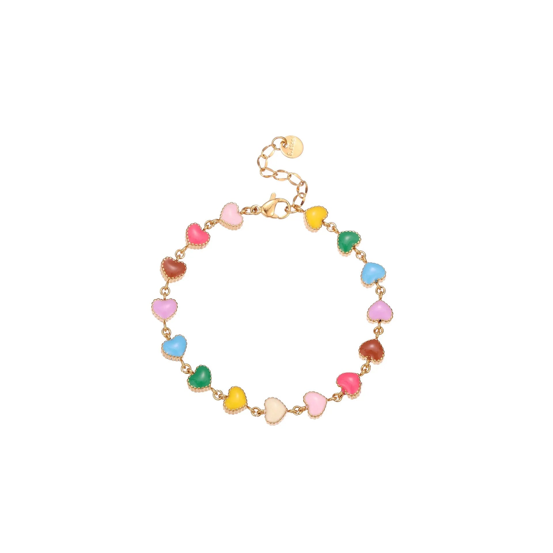 Gold or steel coloured women's bracelet with heart-shaped titanium steel pendant on stainless steel band