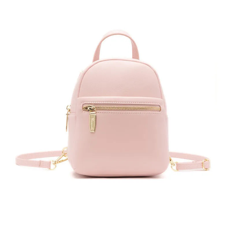 Soft PU mini backpack in six colour options showing three-dimensional pockets and street style design