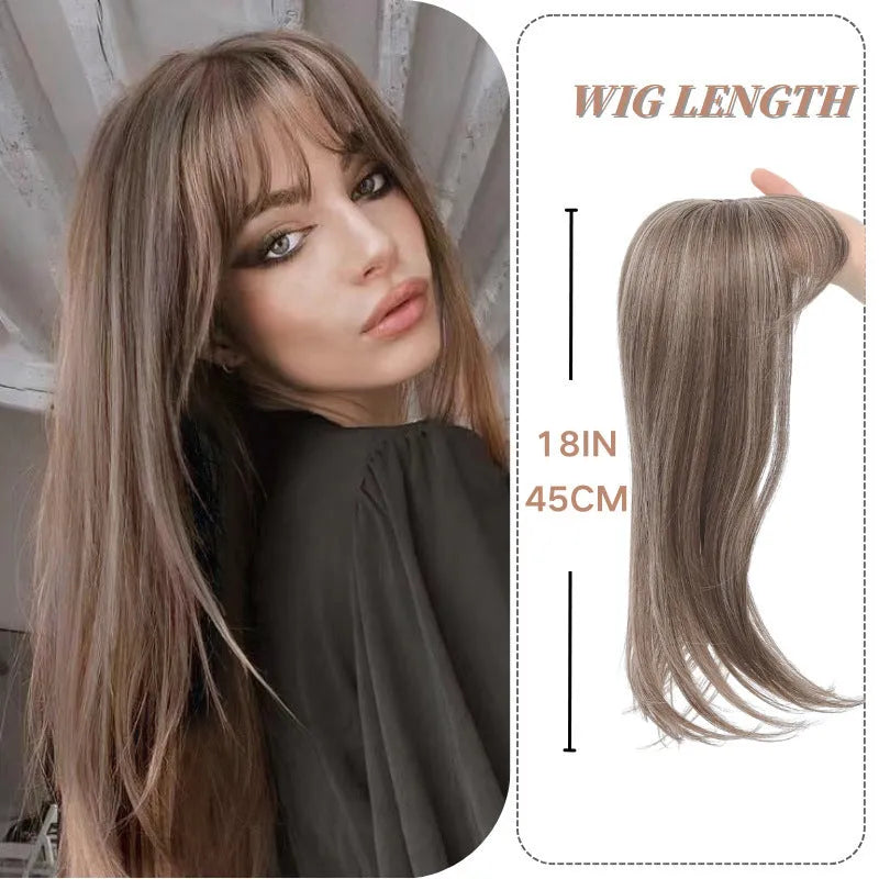 Synthetic hair clip-in wig extension with inner buckle attachment in one of six style variations.