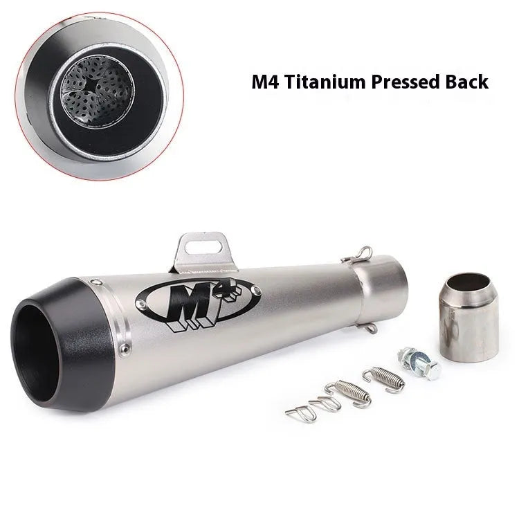 Universal M4 motorcycle exhaust pipe in multiple finish options for large displacement bikes