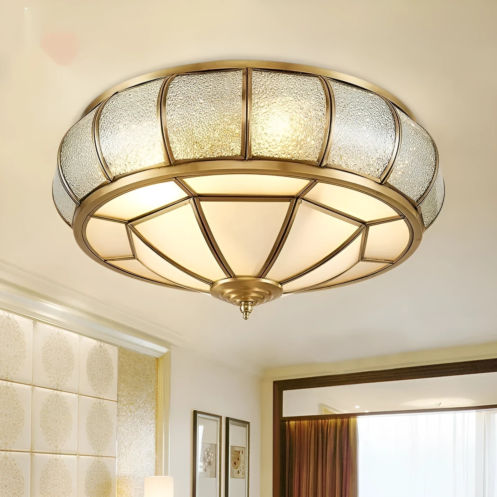 Copper ceiling light American style with tri-colour light source 35cm diameter