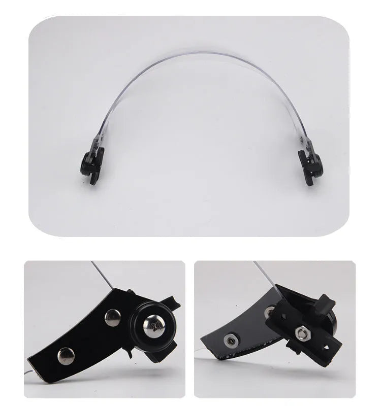 Transparent polycarbonate helmet face protection mask with guide rail mounting