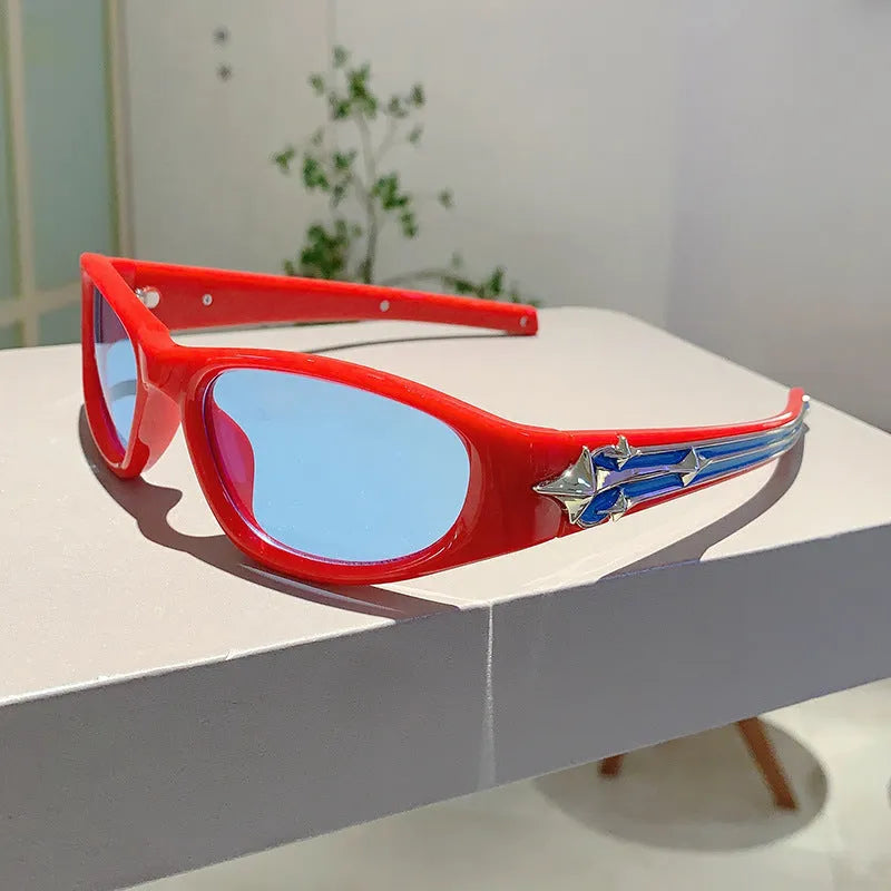 PC frame sports sunglasses with category 3 lenses in black frame blue lens colour option