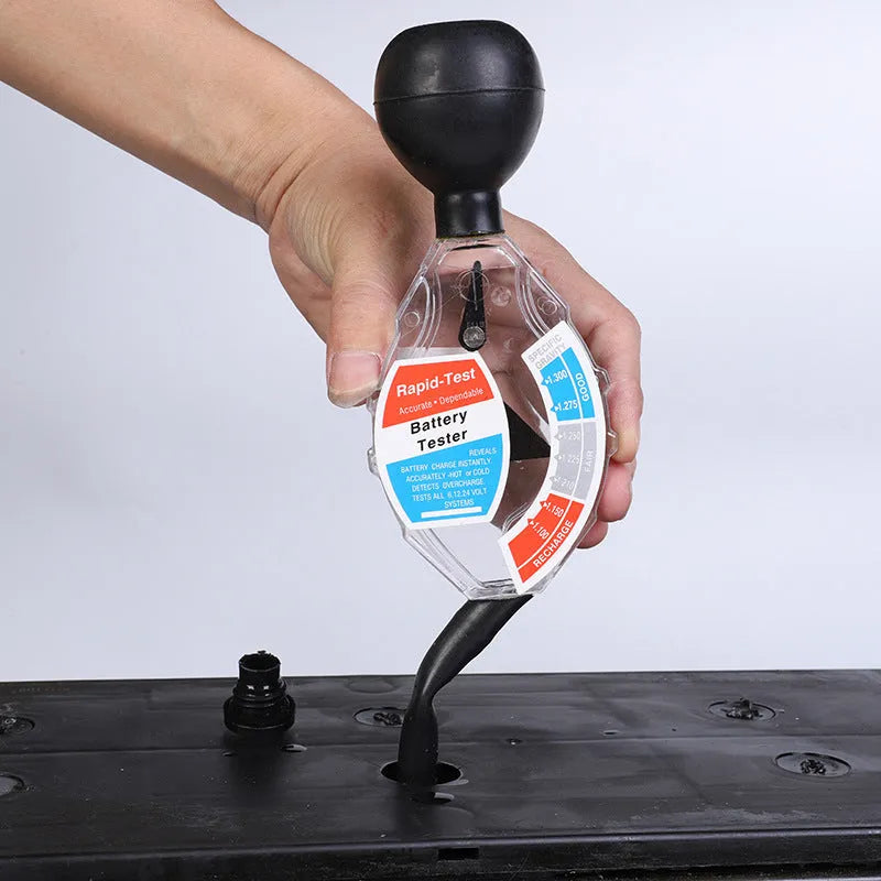 Lead acid battery hydrometer with suction mechanism for electrolyte testing