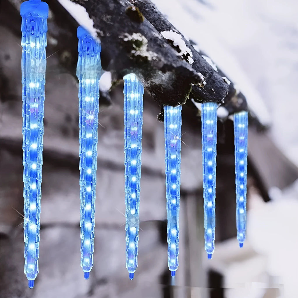 Solar LED ice cone shaped meteor shower Christmas lights with remote control