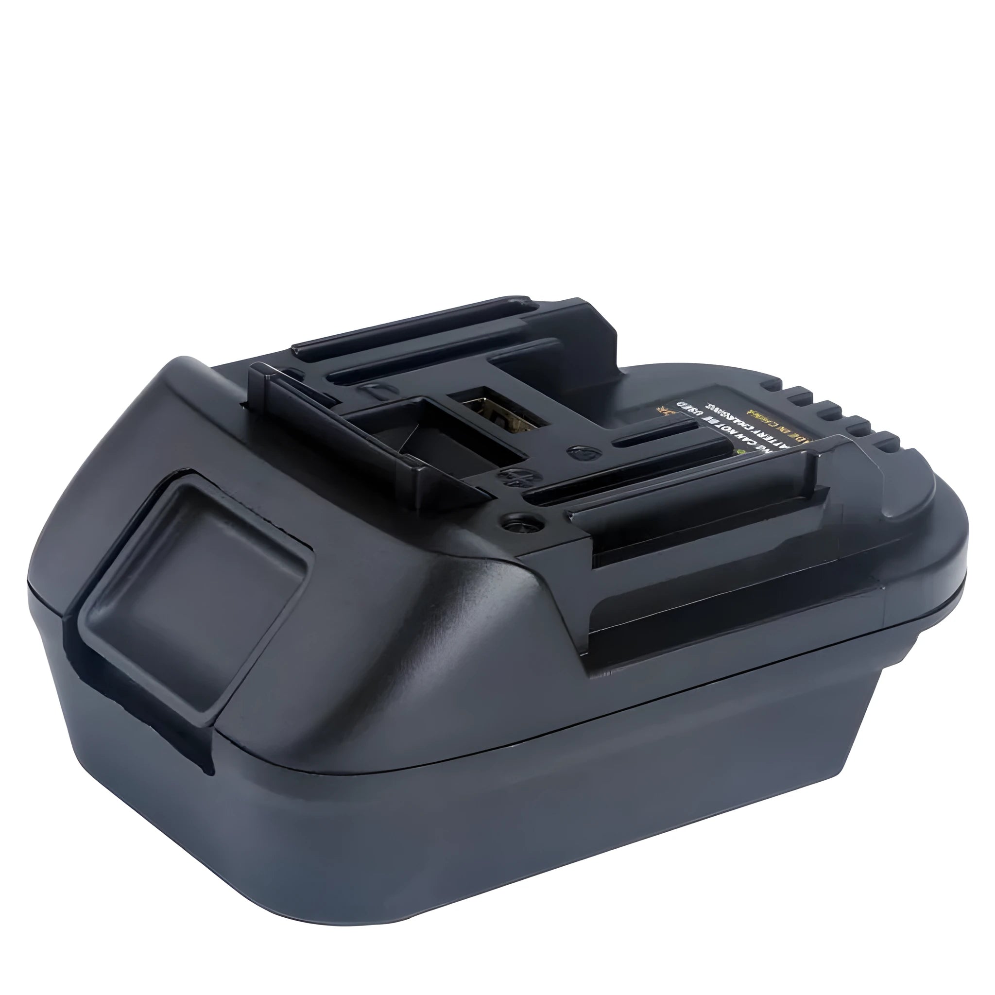 Black Milwaukee to Makita battery adapter for DM18M to H99F conversion
