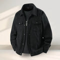 Men's slim fit black coat made from Lycra and Vinylon fabric with a thickening lining.