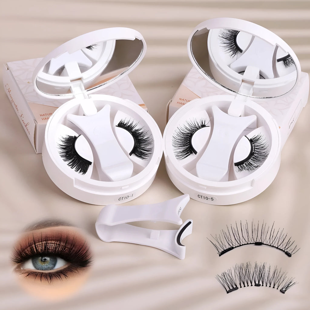 Portable integrated soap holder for magnetic false eyelash containers, made from white Chemical Fibre.