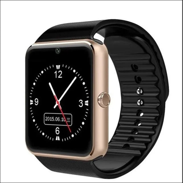 Black smart watch with 1.54-inch touch screen and silicone strap on a wrist
