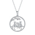 Women's silver-toned necklace with four kitten charms on cross chain