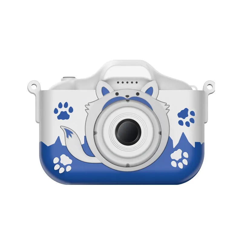 HD cartoon children's digital camera in blue with lanyard and compact 8.7cm design