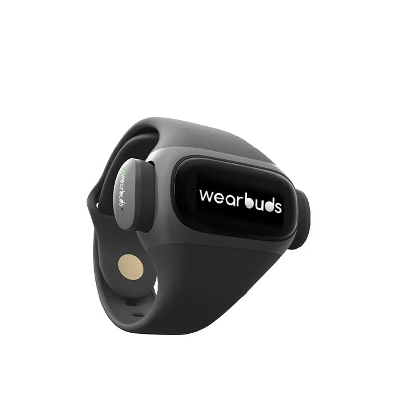 Wrist Wear true wireless Bluetooth headset with 1.2 inch touch screen and silicone wristband in grey