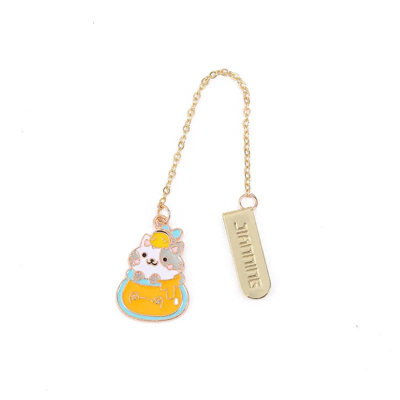 Jane Lime Foodie Cute Cat metal bookmark in choice of four cartoon styles.