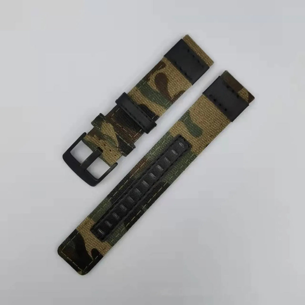Oxford cloth canvas watch strap showing multiple width and colour options
