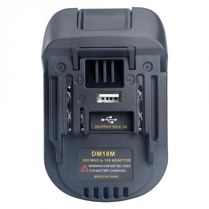 Black Milwaukee to Makita battery adapter for DM18M to H99F conversion