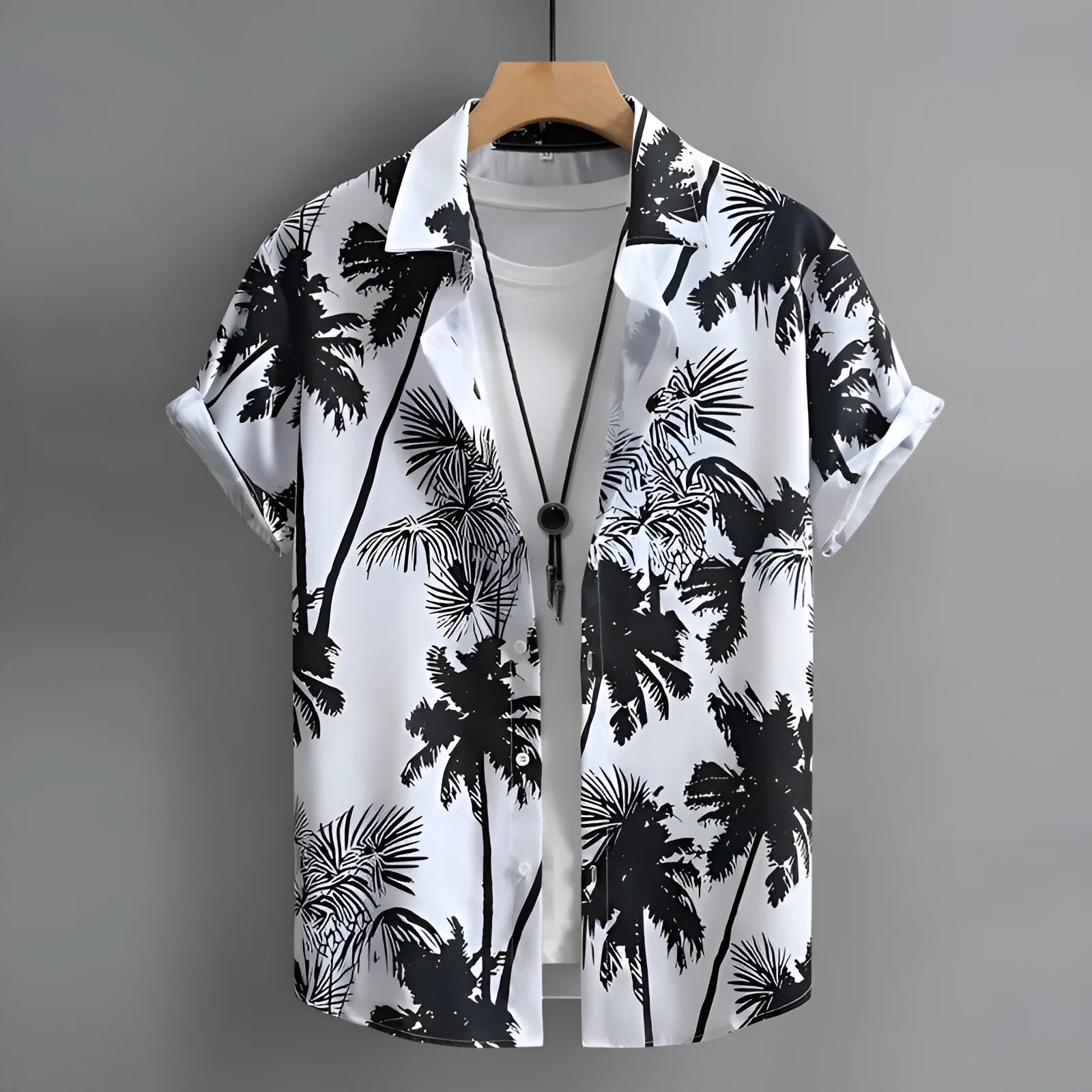 Men's Hawaiian summer shirt with 3D printed patterns in short sleeve cardigan style