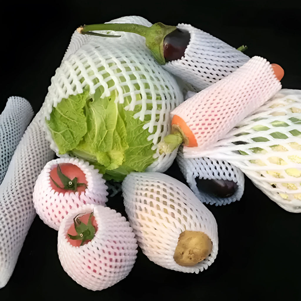 White foam fruit protective net cover showing shockproof design for produce protection