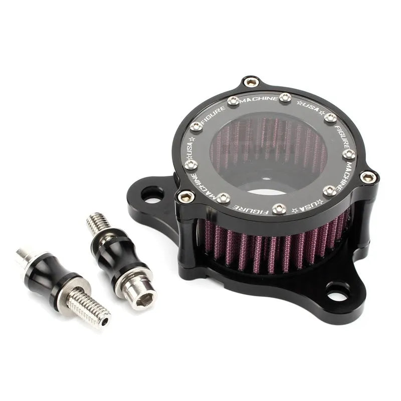 CNC aluminum motorcycle air filter with transparent glass element for Harley Davidson XL883/1200X48