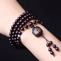 Zambia rosewood DIY Buddha beads bracelet kit with 108 wooden beads and flat lotus pendant
