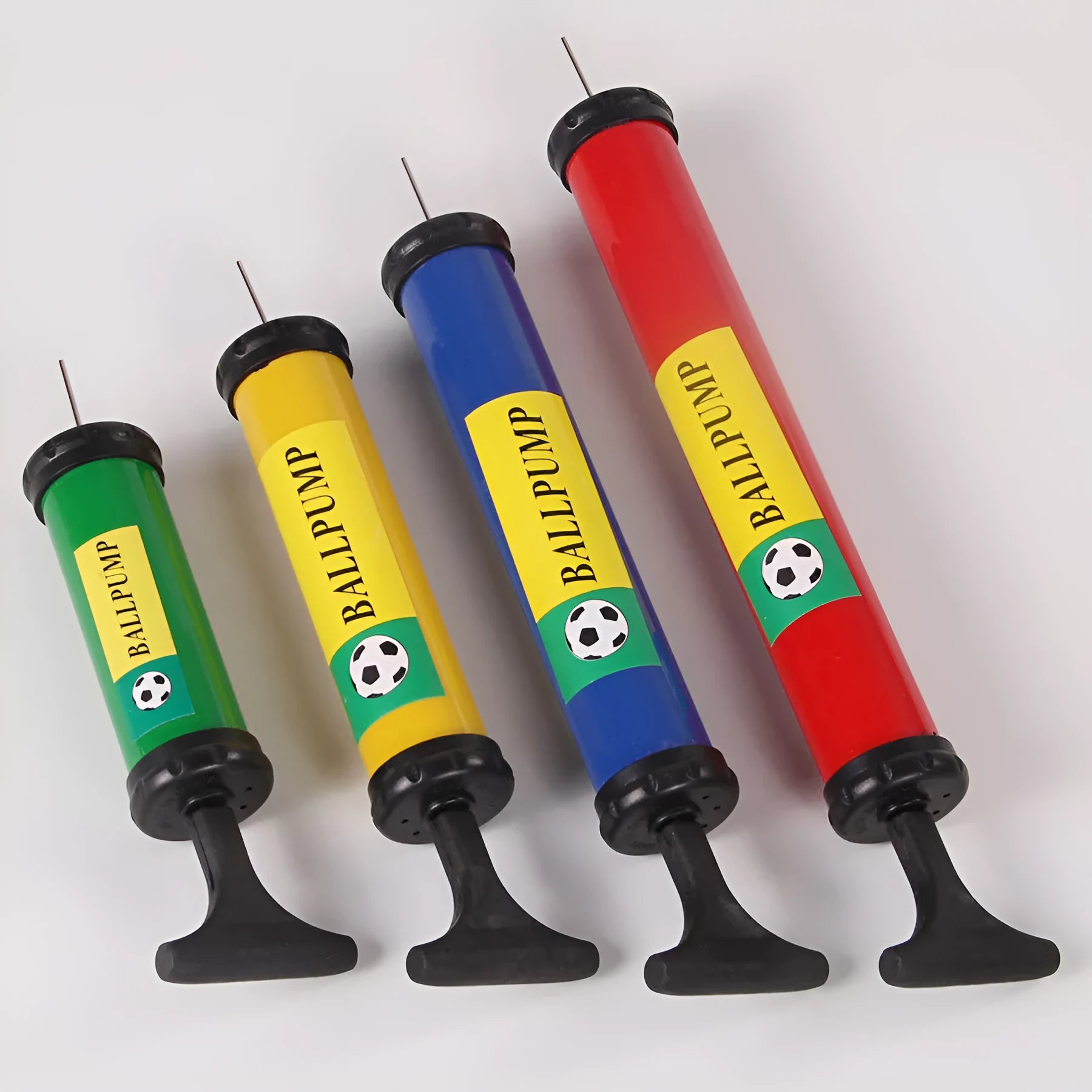 Manual plastic hand pump cylinder for basketball and football inflation in mixed colours