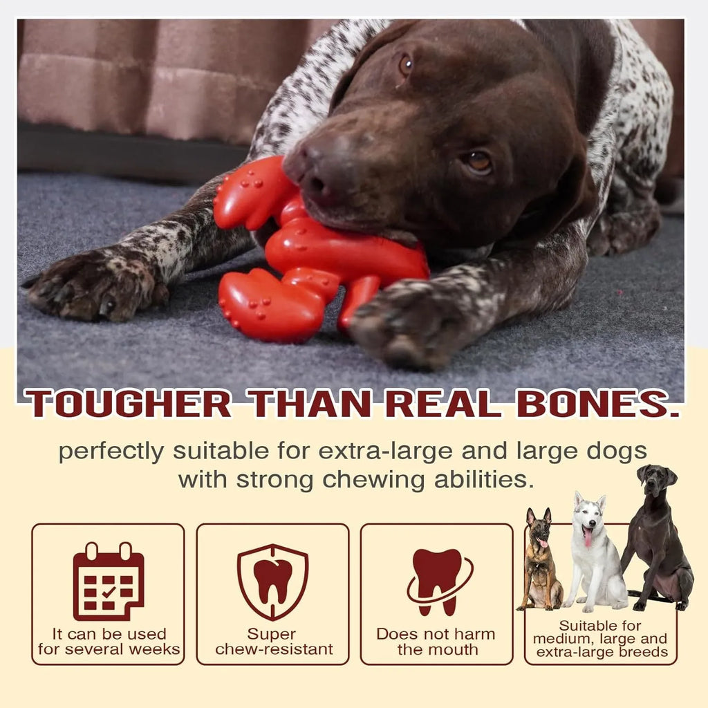 Red hard-wearing dog chew toy for large breed dogs measuring 170mm long
