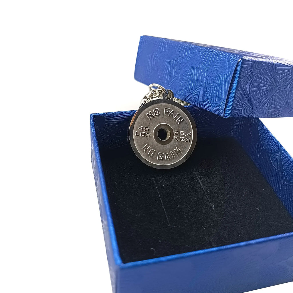 Polished stainless steel geometric barbell disk necklace on a choice of 60cm chains.