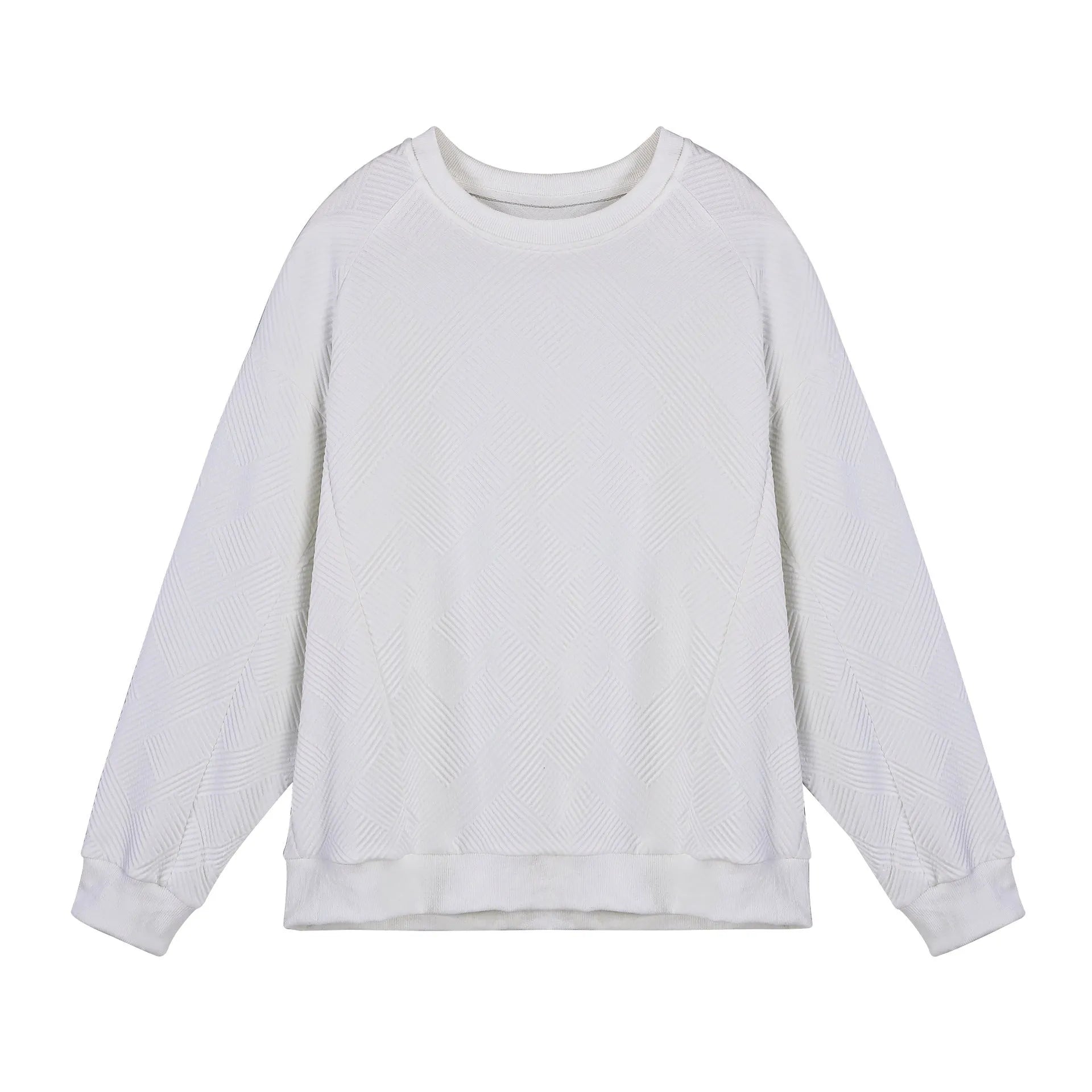 Men's loose twill jacquard long-sleeved pullover sweater in solid colour options for casual wear
