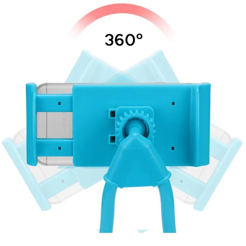 360 degree rotatable plastic and foam phone holder stand in black color for universal smartphones