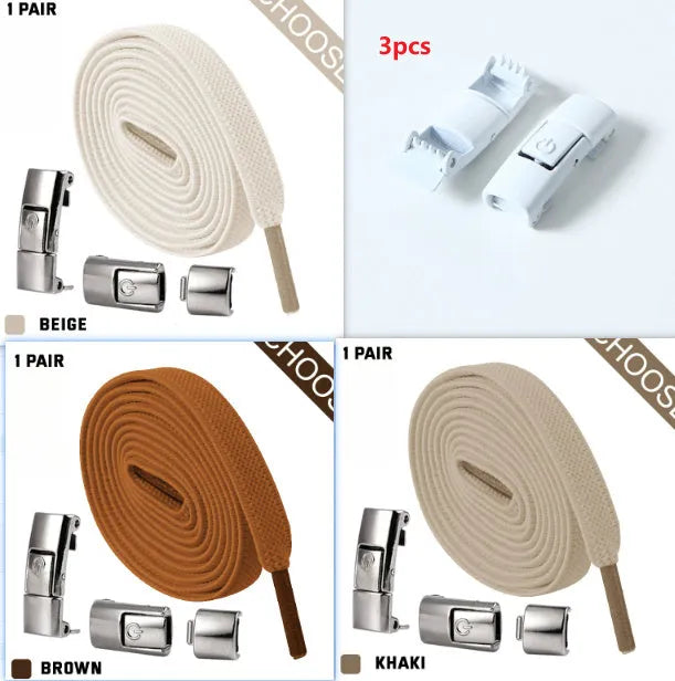 Press lock elastic shoelace with 8mm flat width and cotton weave on a trainer.