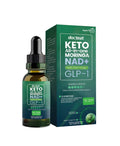 30ml bottle of liquid dietary supplement with BHB, apple vinegar, green tea, turmeric, moringa, and NAD