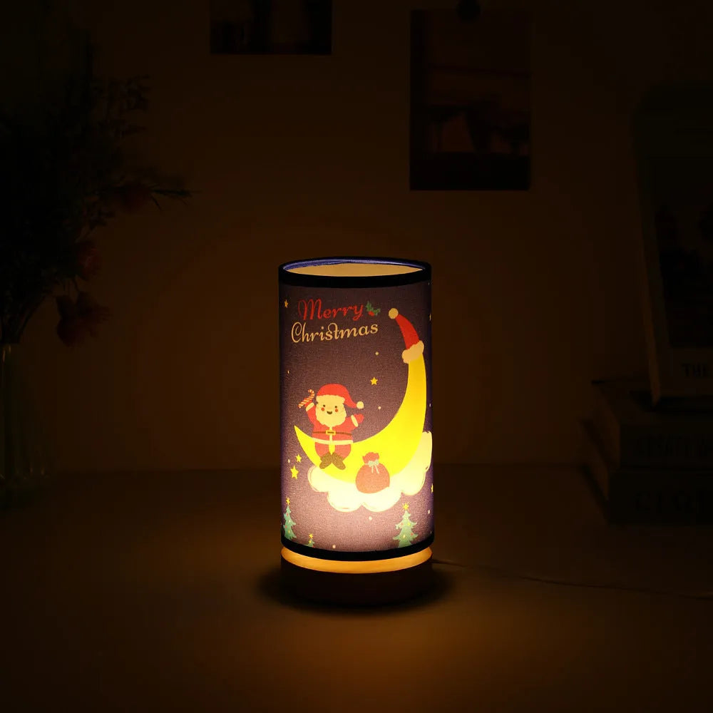 European style Christmas LED night light with bamboo lamp holder and USB plug connection
