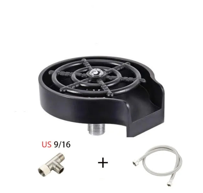 Black stainless steel automatic glass washer with copper hose and ABS plastic base