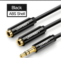 3.5mm gold-plated audio cable with 20cm length and TPE outer quilting in black, grey, or white colours