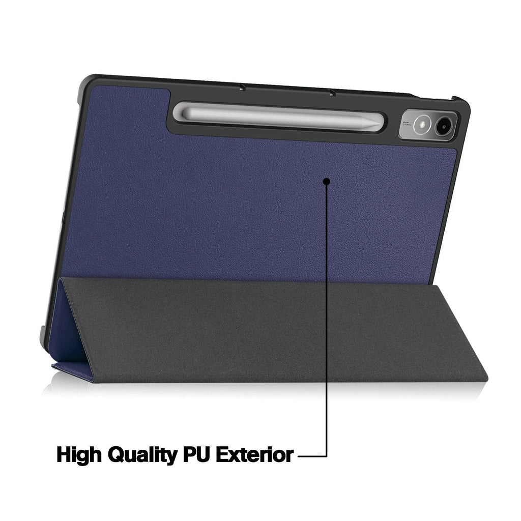 Lenovo Tab P12 tablet protective case in apricot colour with a three-fold stand opened